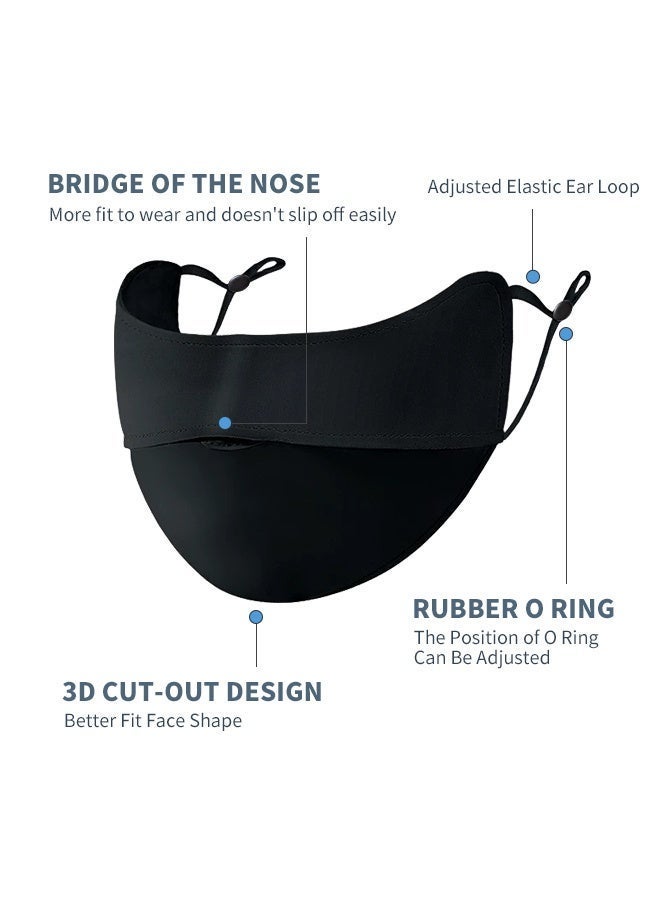 أكنزلмед 5 قطع قابلة لإعادة الاستخدام غبار القطن وحماية الشمس غطاء الوجه للرجال والنساء ، حجم M ، مصنوع من نسيج القطن مع تصميم الأنف المنحني للتناسب المثالي. حلقتين مرنتين قابلتين للتعديل للارتداء المريح بدون ضغط الأذن. لون أسود ، مقاومة للغبار ، حماية الأشعة فوق البنفسجية ، قابلة للغسيل ودائمة ، مثالية للتنقل اليومي والأنشطة في الهواء الطلق. - Image 5